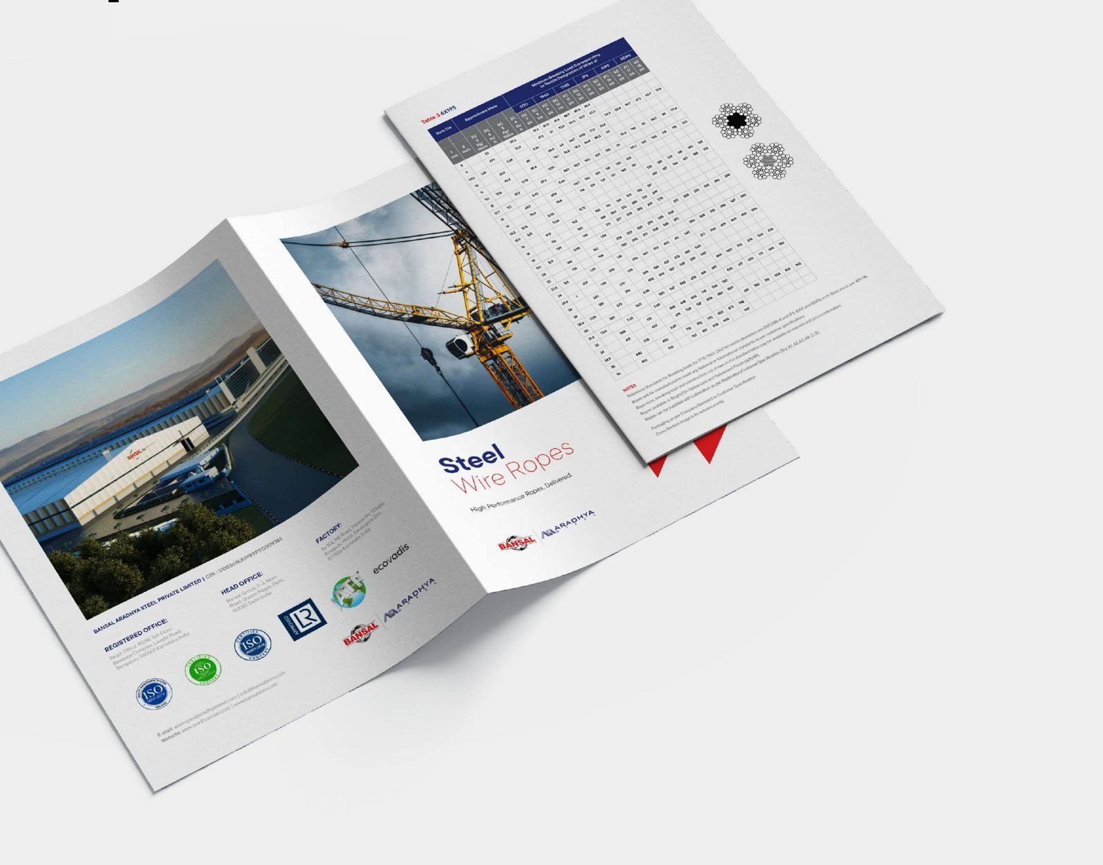Aradhya brochure cover and specification spread