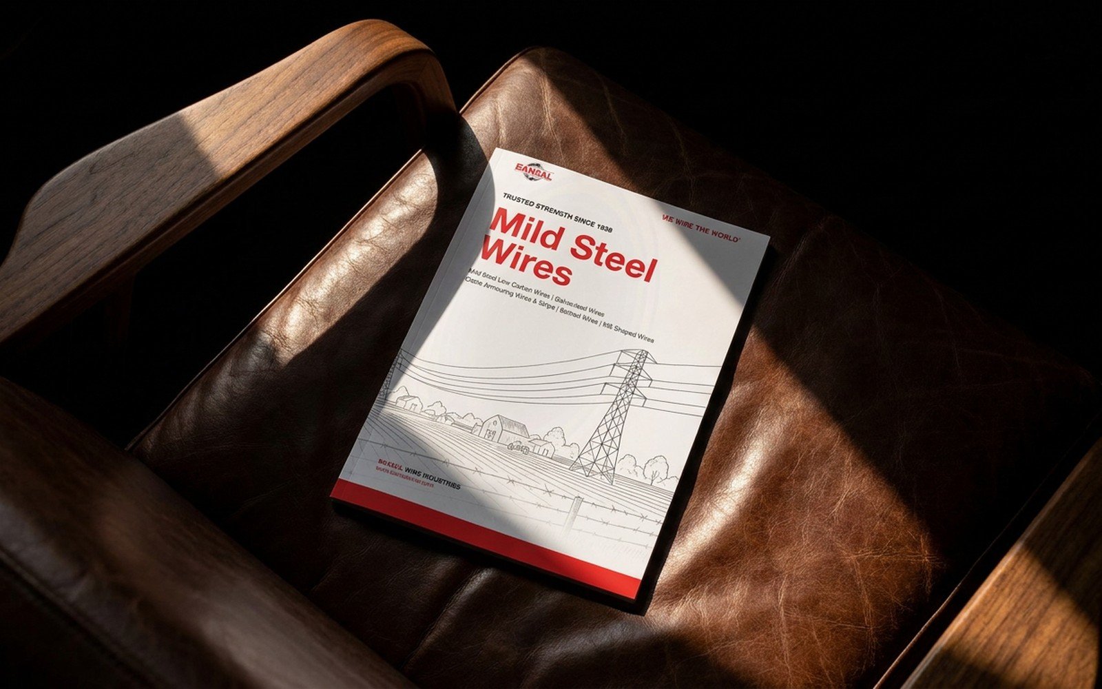 Bansal Wire mild steel wires brochure on a leather lounge chair