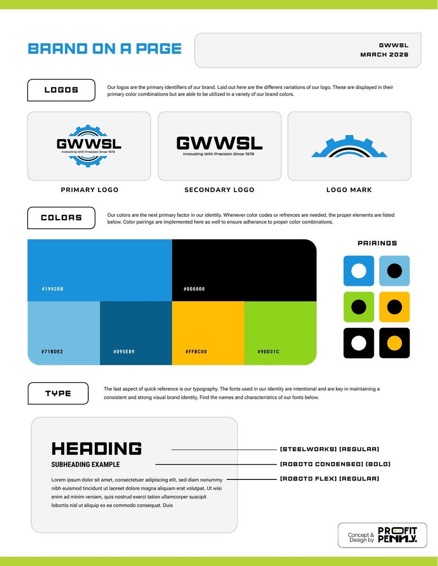 GWWSL brand on a page guide