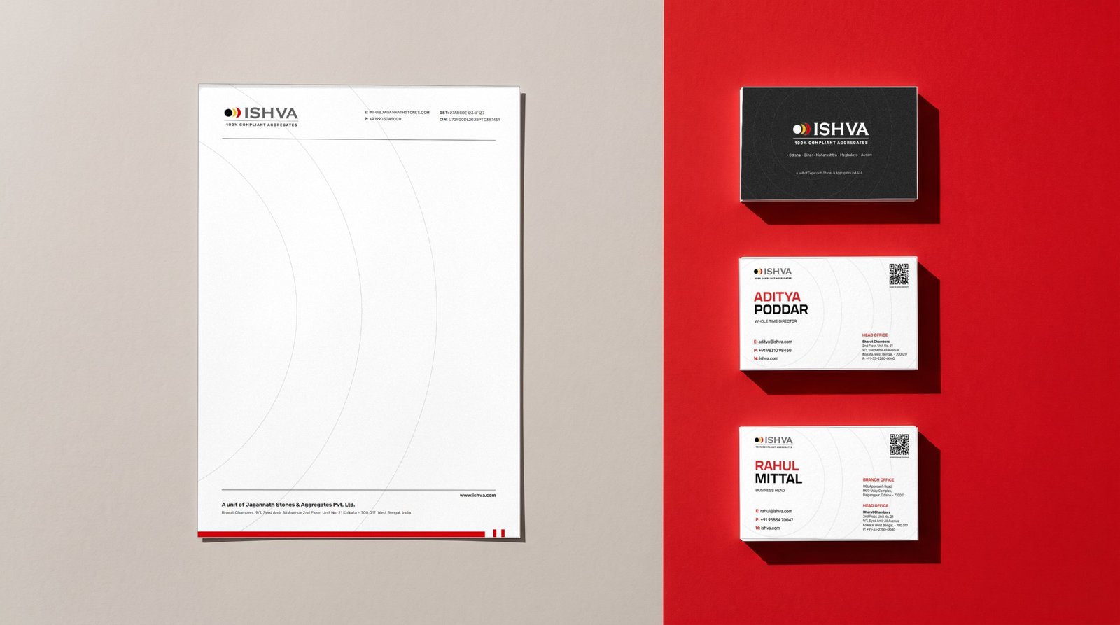 Ishva letterhead and business cards