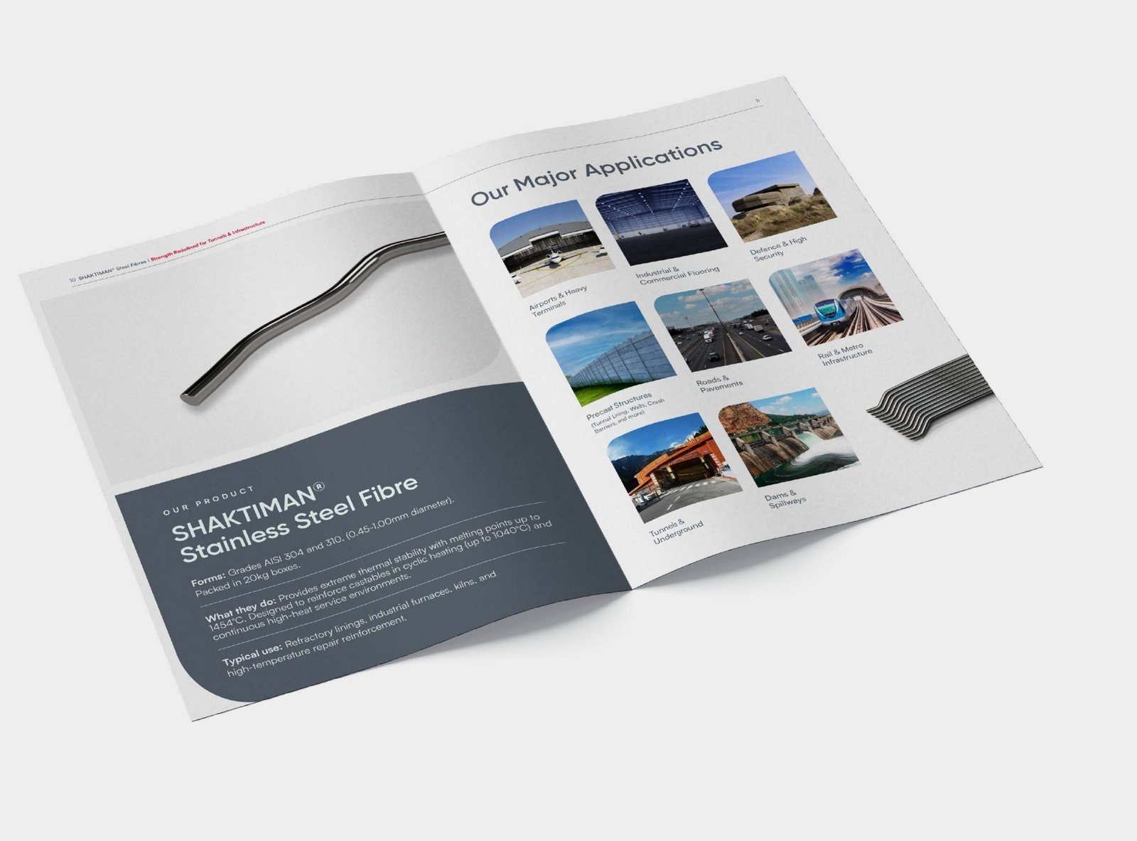 Stewols brochure spread on stainless steel fibre and applications